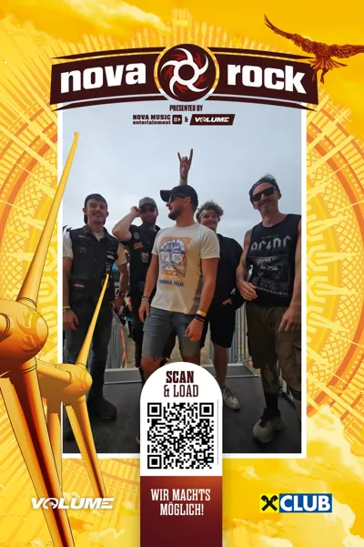 Glambot-Fotodruck mit QR-Code und Nova-Rock-Branding 2026